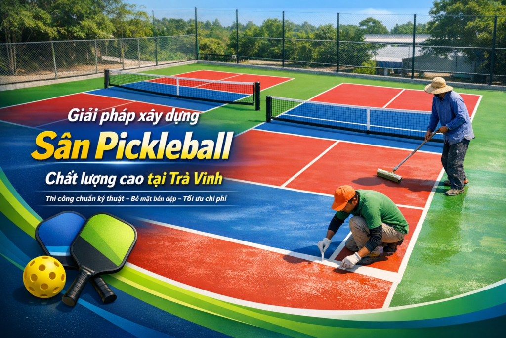 thi công sân pickleball Trà Vinh