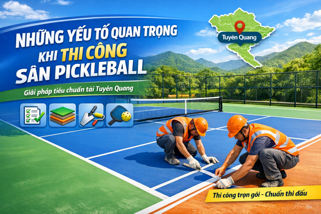 thi công sân pickleball Tuyên Quang