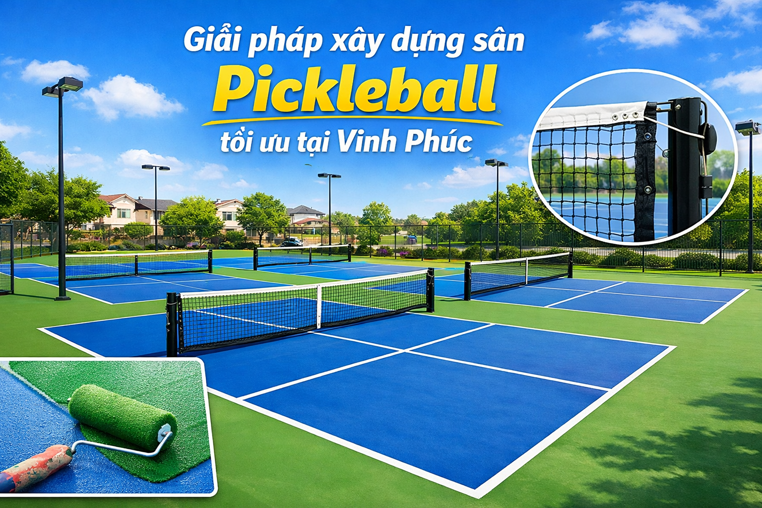  thi công sân pickleball Vĩnh Phúc