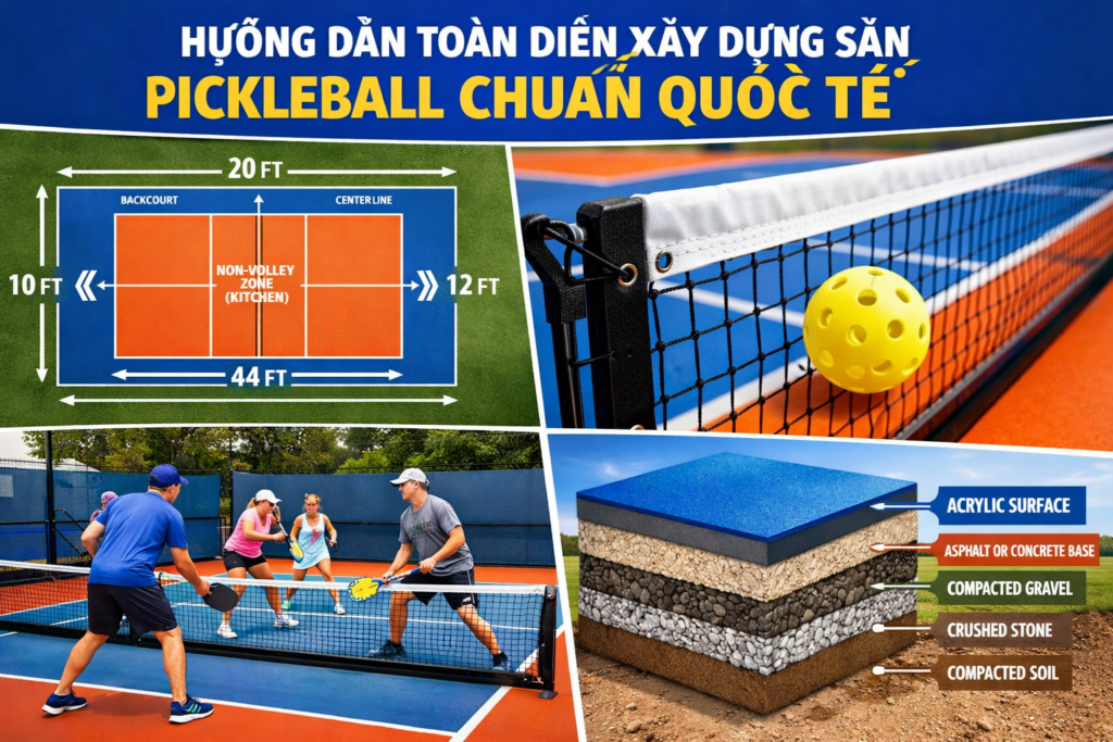 làm sân pickleball đạt chuẩn