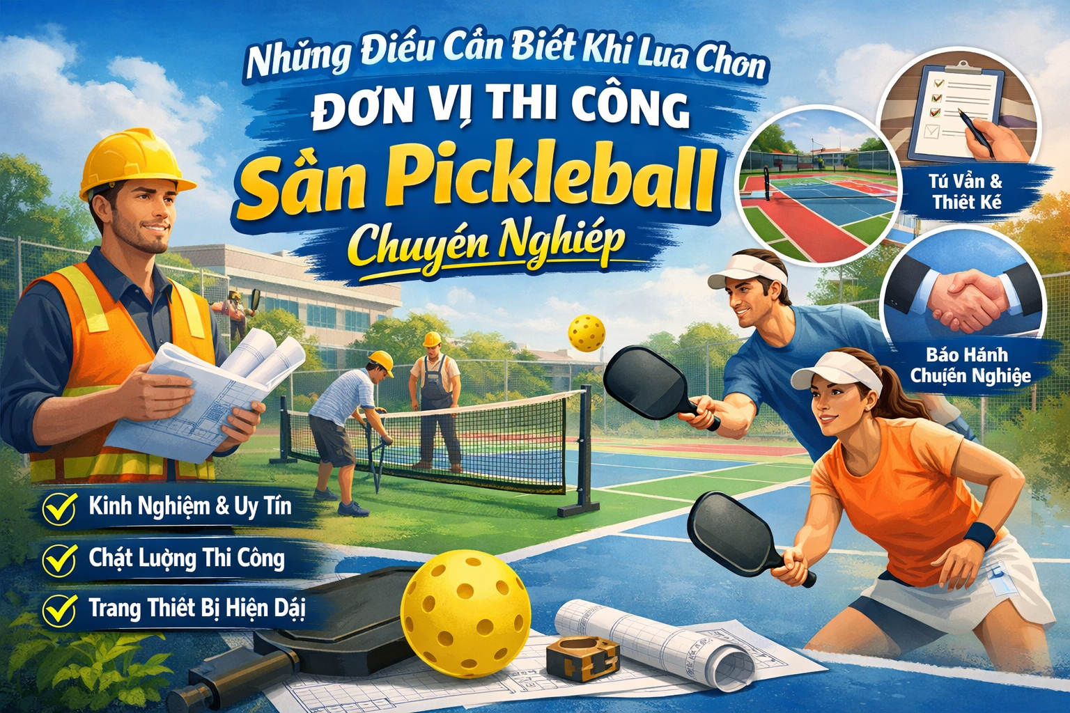 đơn vị thi công sân pickleball 