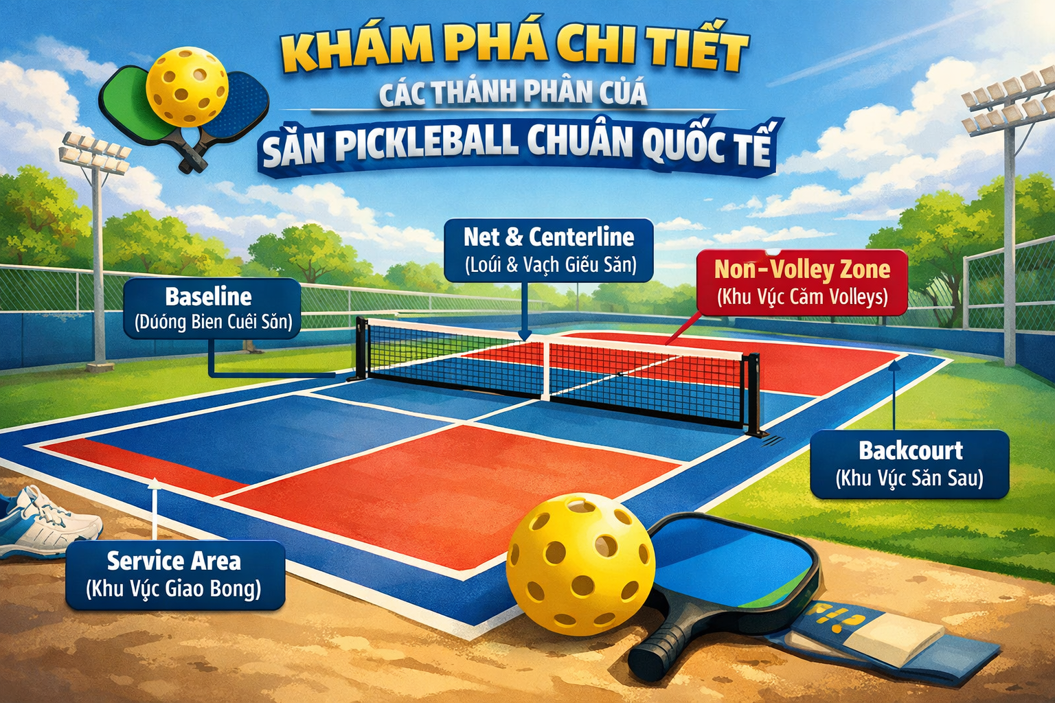 Cấu tạo sân pickleball
