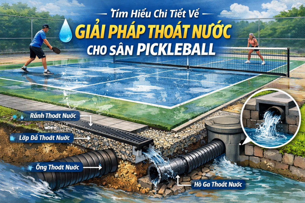 hệ thống thoát nước sân pickleball