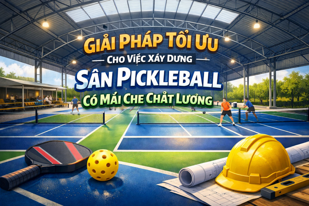 Thi công sân pickleball mái che