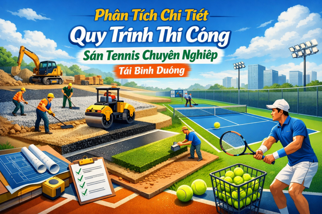 Thi công sân tennis tại Bình Dương