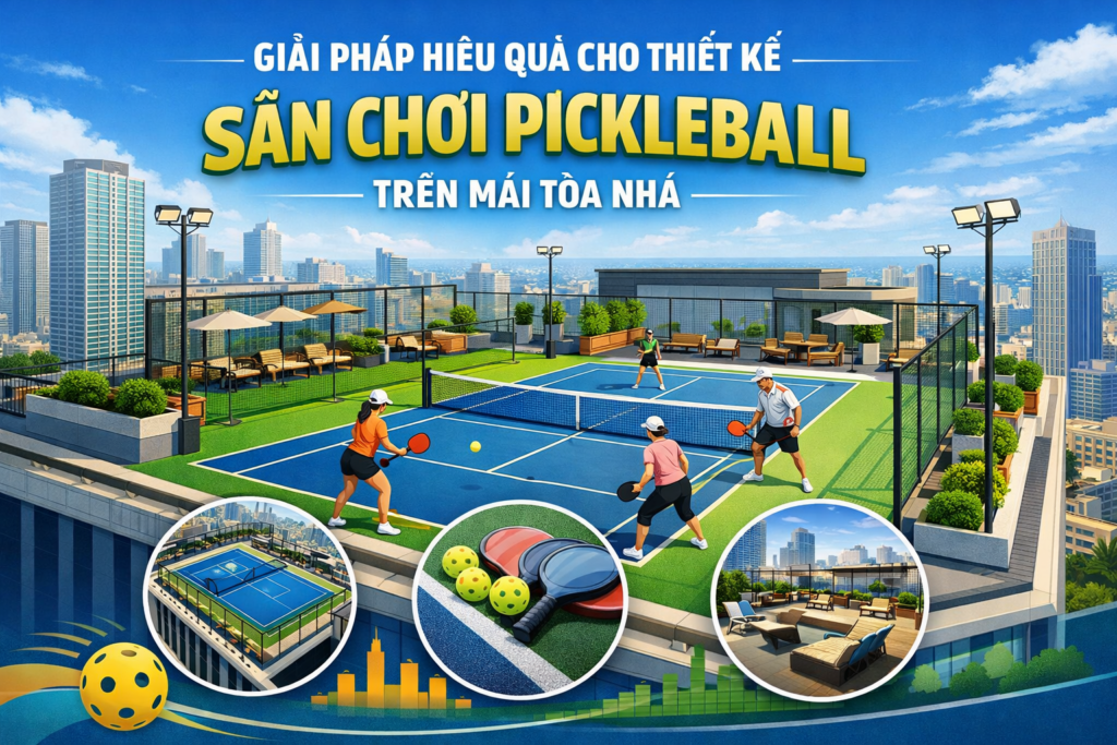 thi công sân pickleball rooftop