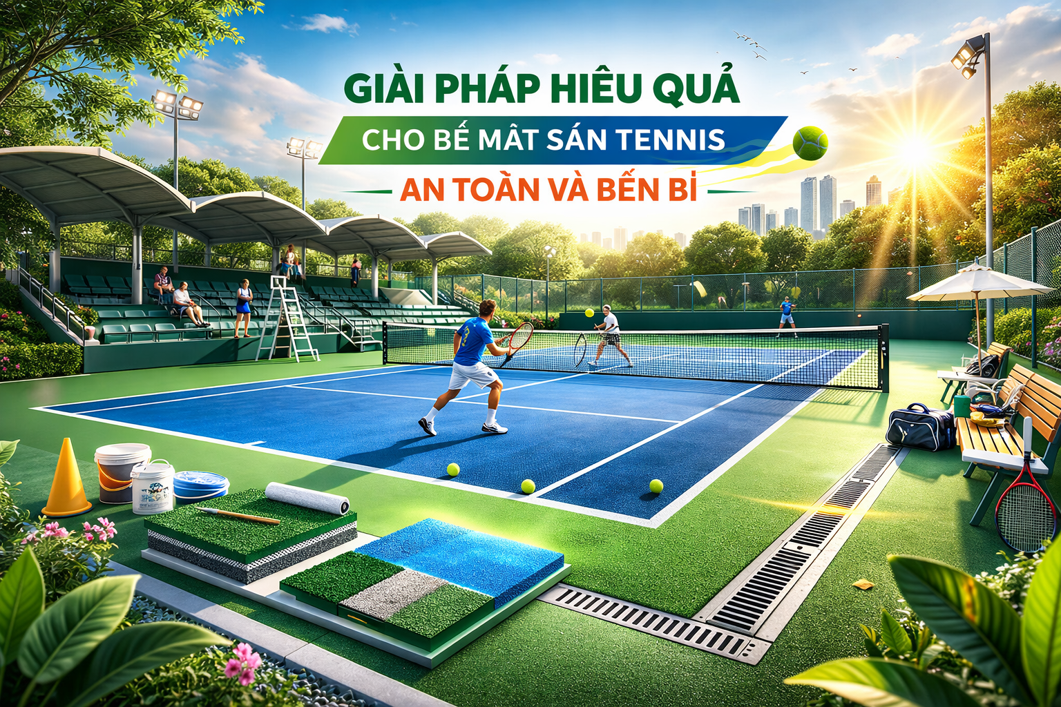 sơn sân tennis chống trơn trượt