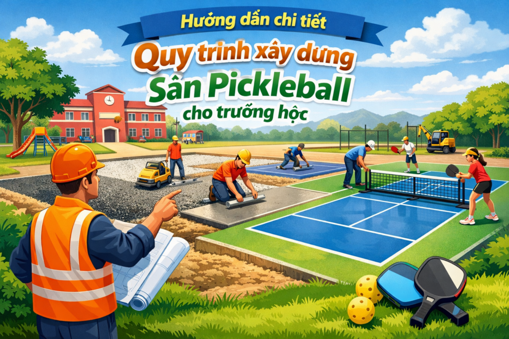 thi công sân pickleball trường học