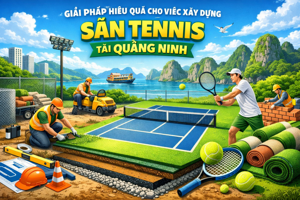 thi công sân tennis tại Quảng Ninh