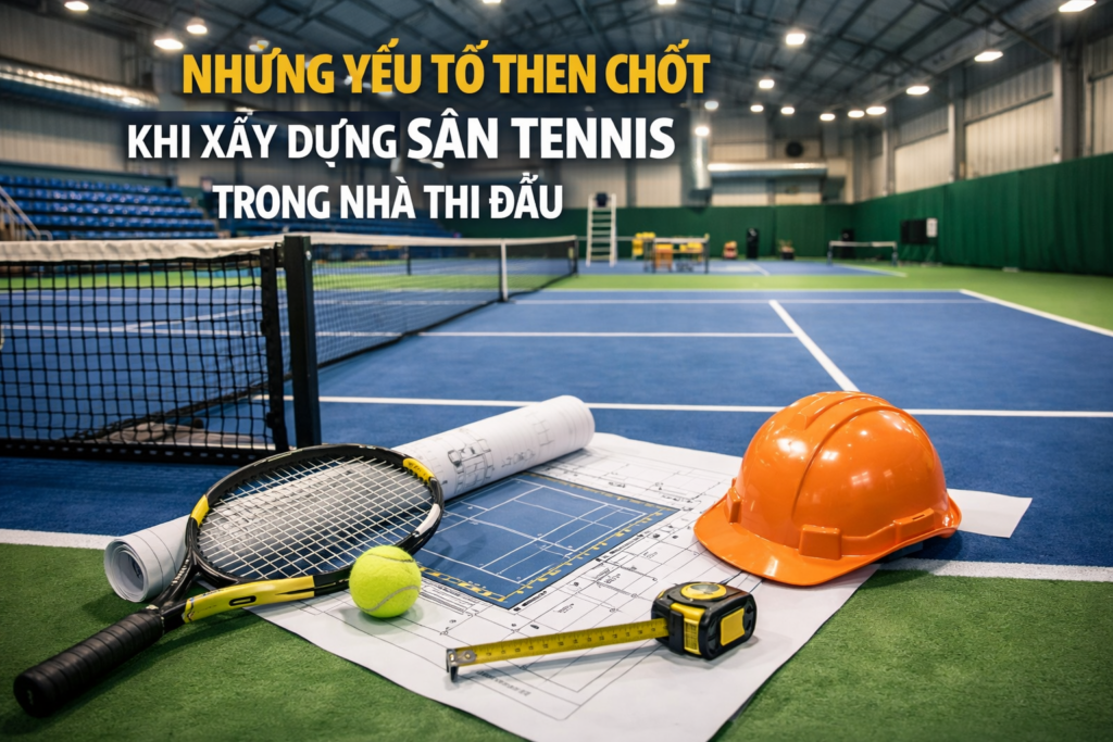 thi công sân tennis nhà thi đấu