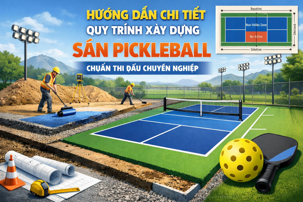 Thi công sân pickleball thi đấu