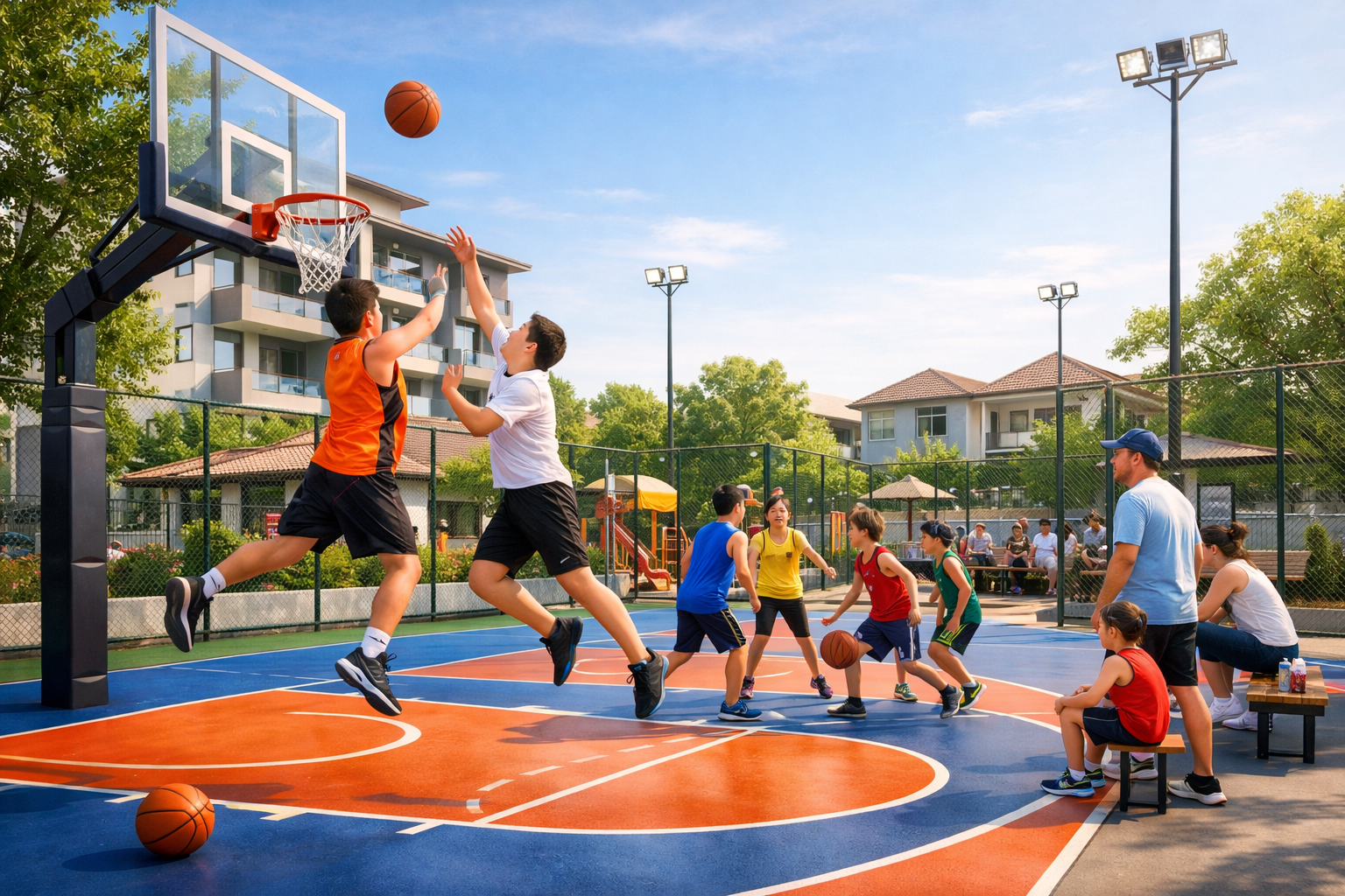 thi công sân bóng rổ khu dân cư