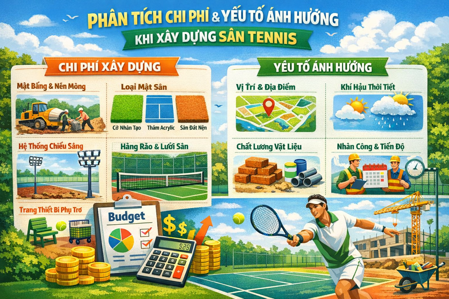làm sân tennis hết bao nhiêu tiền