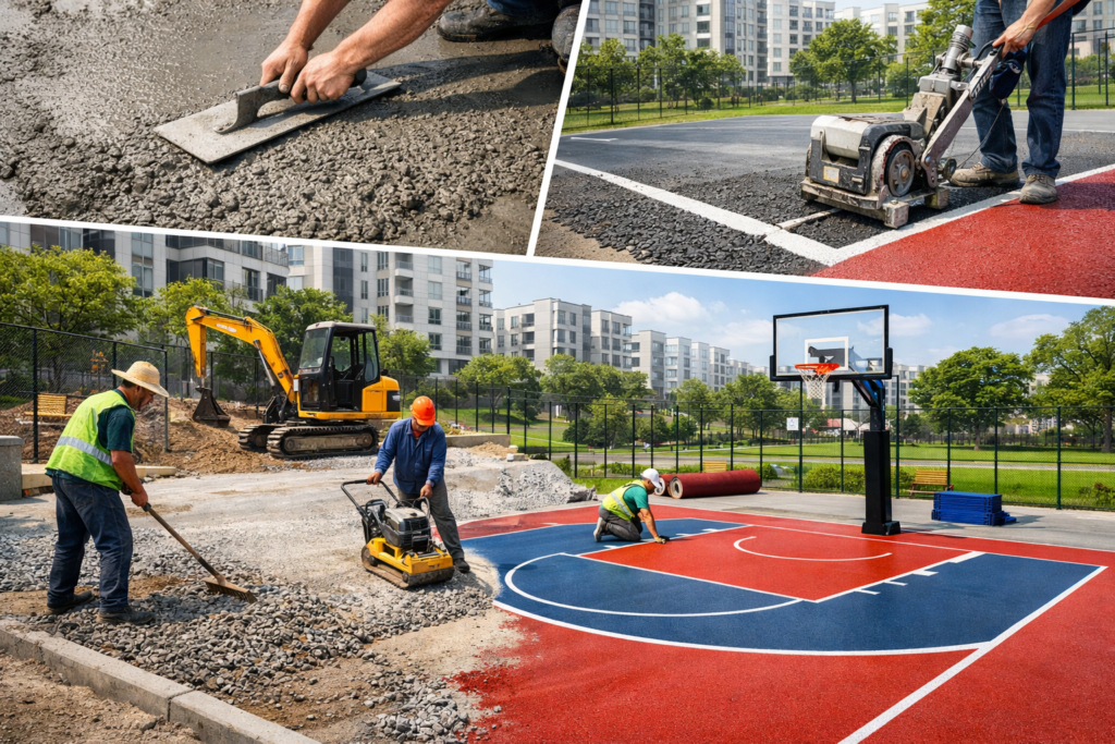 Thi Công Sân Bóng Rổ Khu Đô Thị