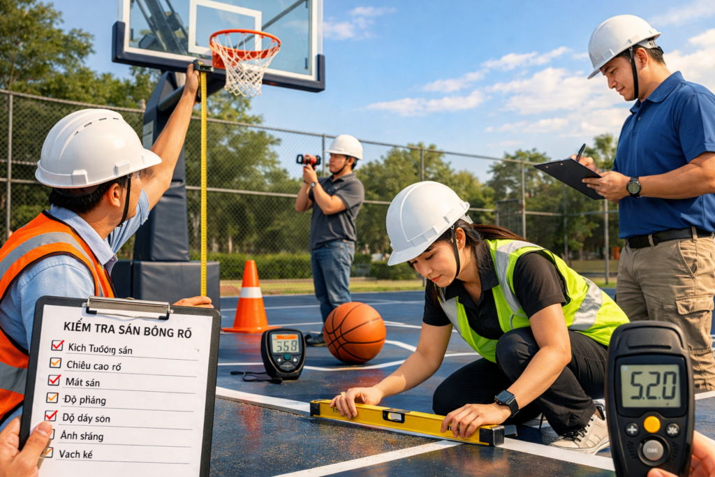 Hướng dẫn chi tiết quy trình kiểm tra và nghiệm thu sân bóng rổ đạt chuẩn