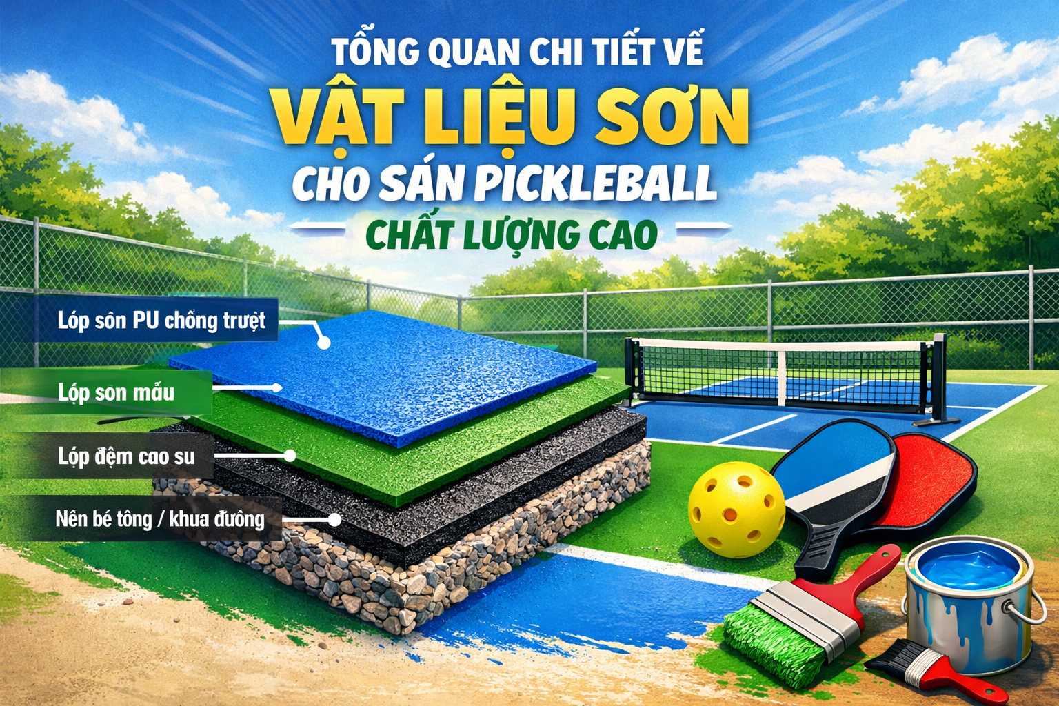 Sơn acrylic sân pickleball
