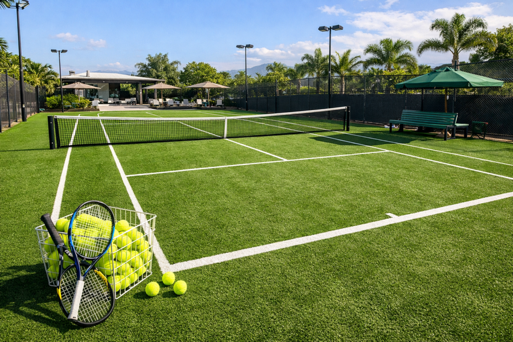 thi công sân tennis cỏ nhân tạo