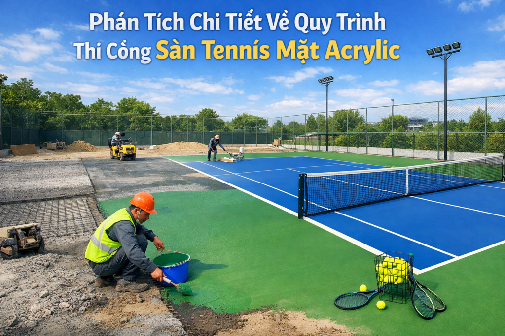Thi Công Sân Tennis Mặt Acrylic