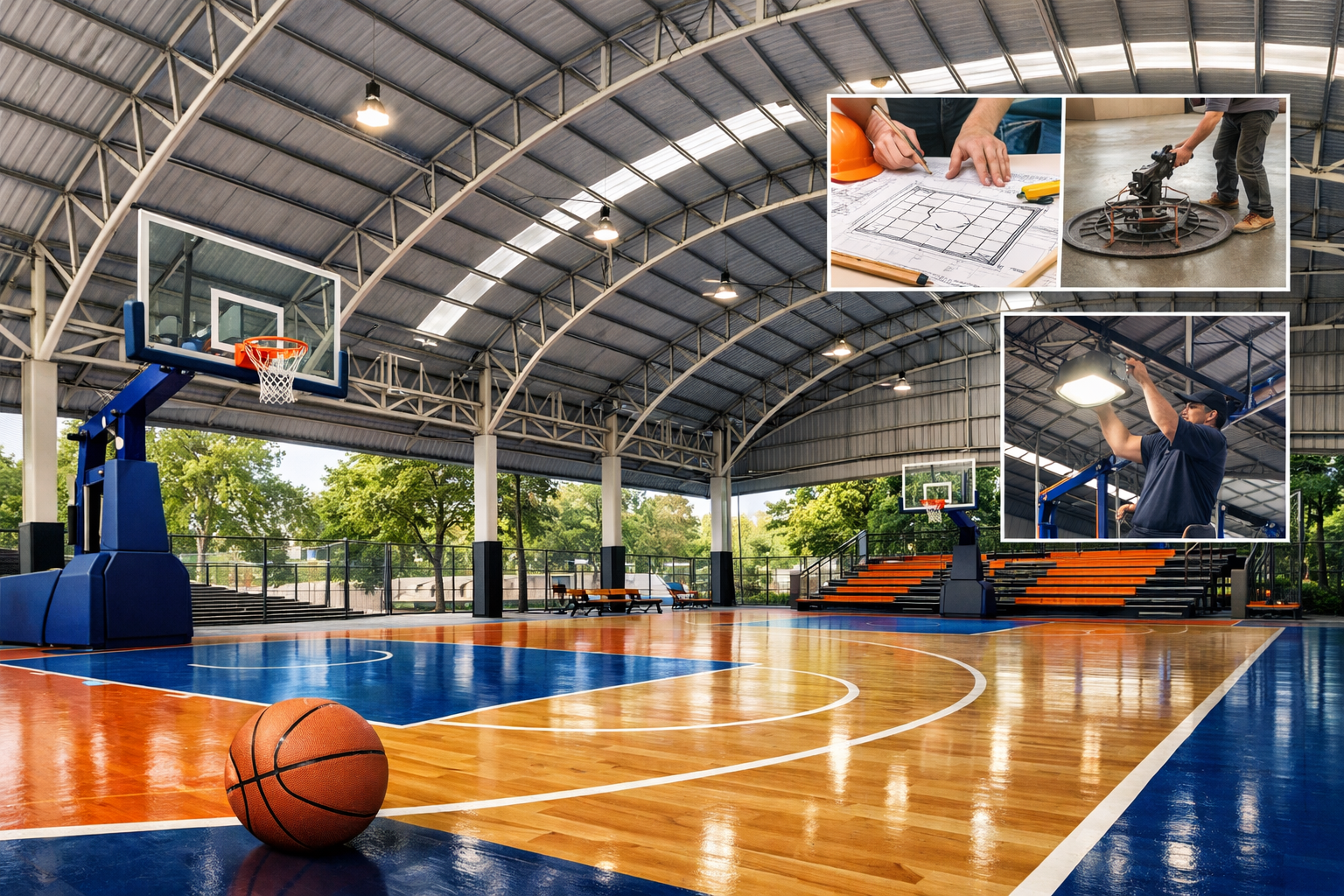 thi công sân bóng rổ mái che chuyên nghiệp