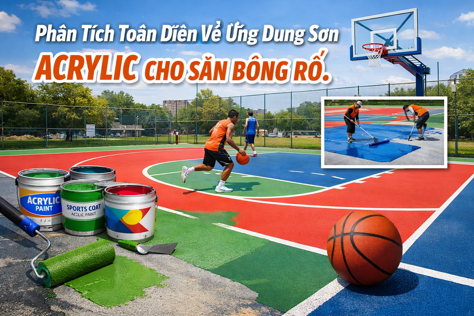  Sơn Acrylic Sân Bóng Rổ