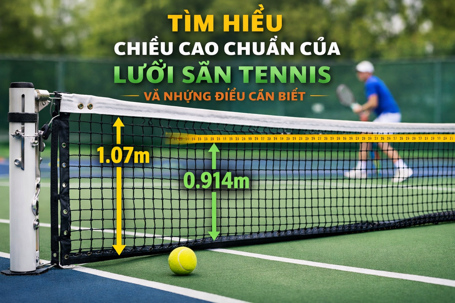 chiều cao lưới sân tennis