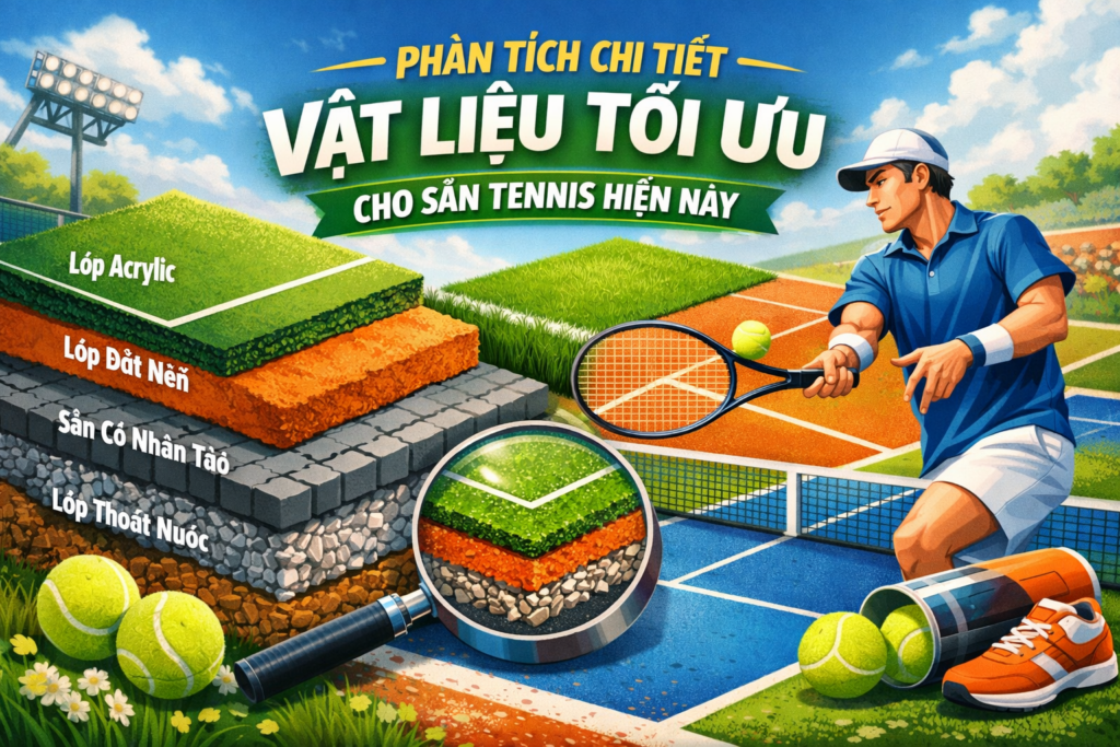 sân tennis nên làm bằng vật liệu gì