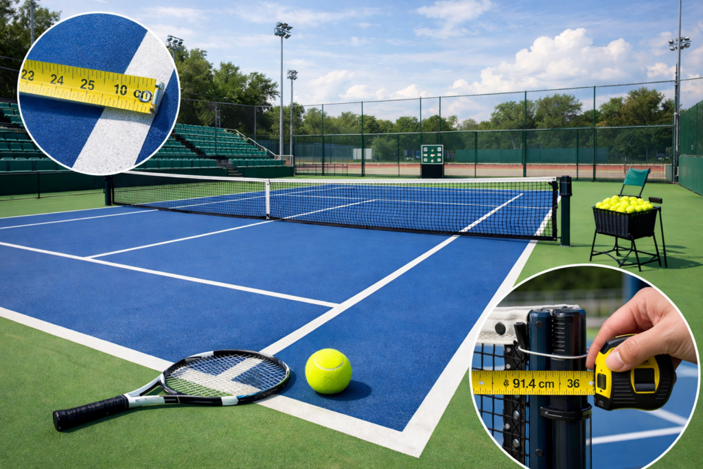 vạch kẻ sân tennis tiêu chuẩn