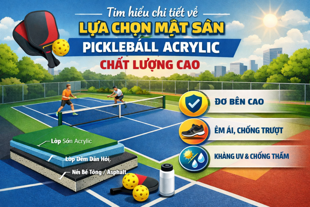 Mặt sân pickleball acrylic