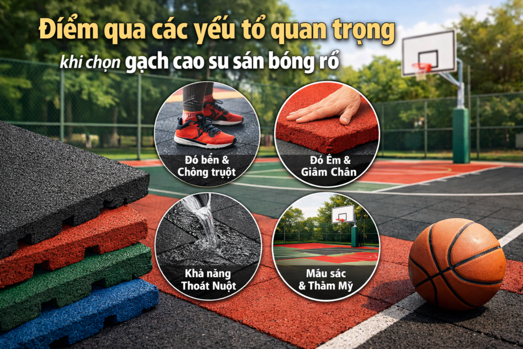 gạch cao su sân bóng rổ