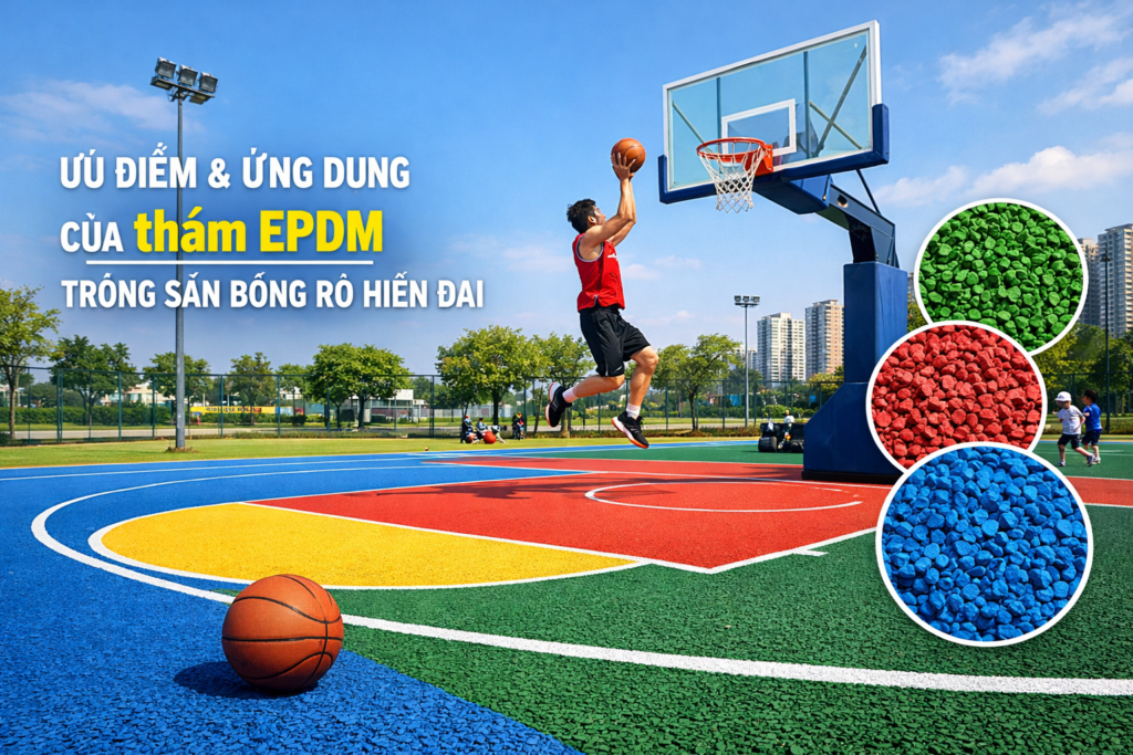 thảm EPDM sân bóng rổ