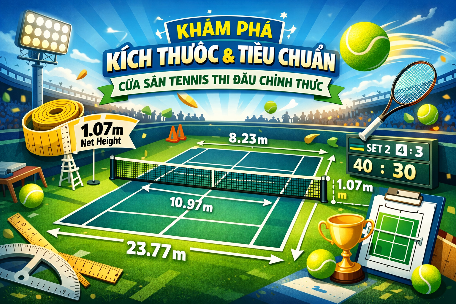 sân tennis tiêu chuẩn thi đấu là gì