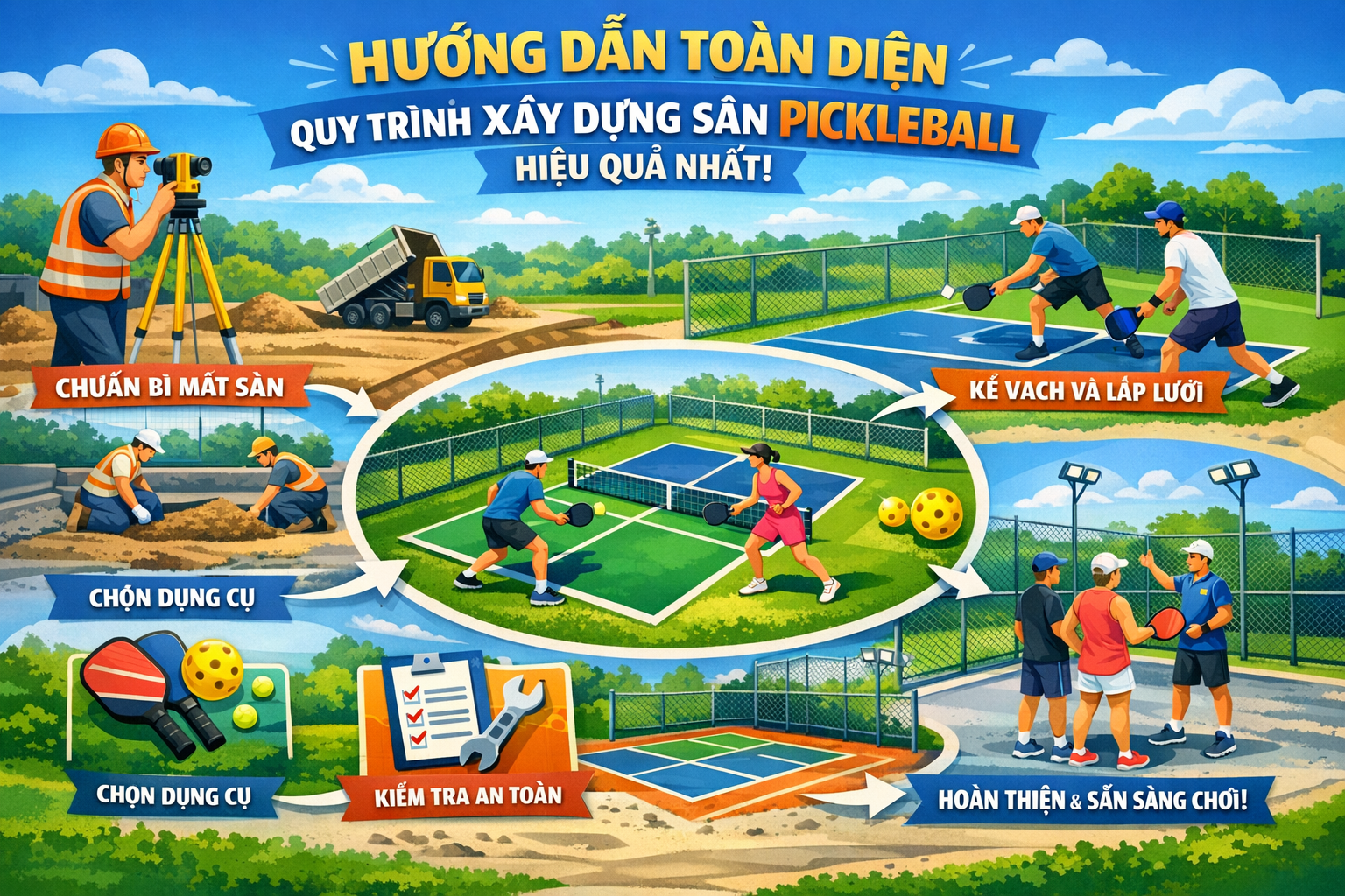 thi công sân pickleball