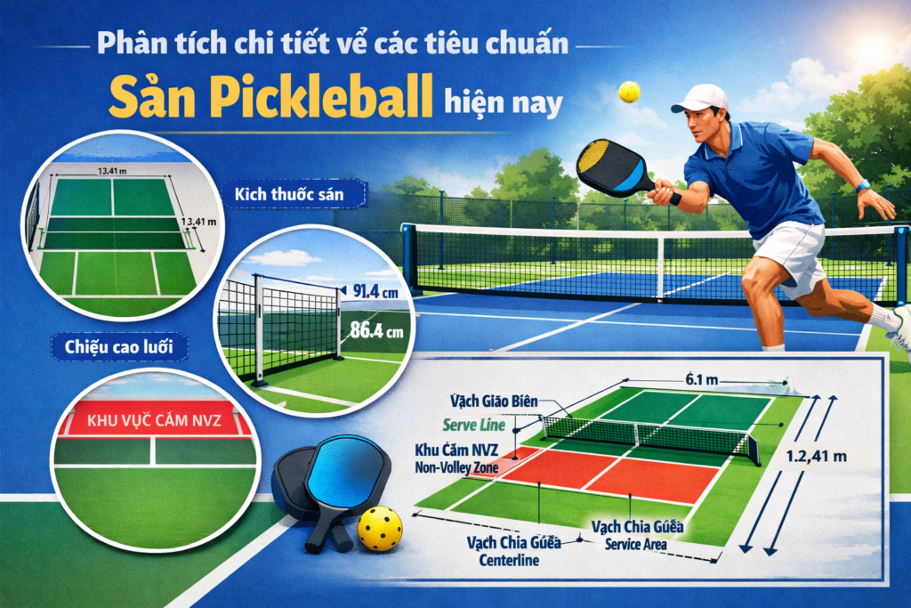 tiêu chuẩn sân pickleball