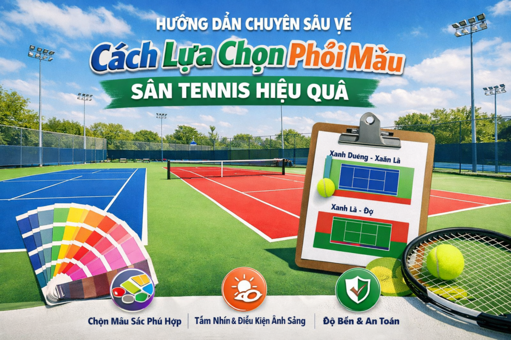 phối màu sân tennis