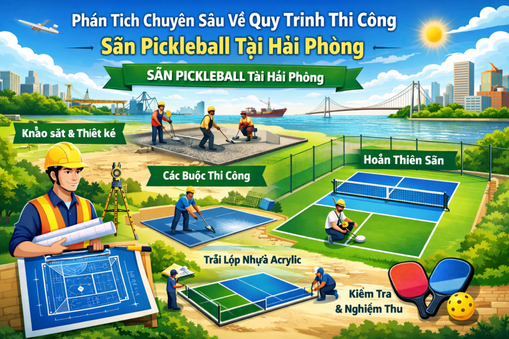 thi công sân pickleball Hải Phòng