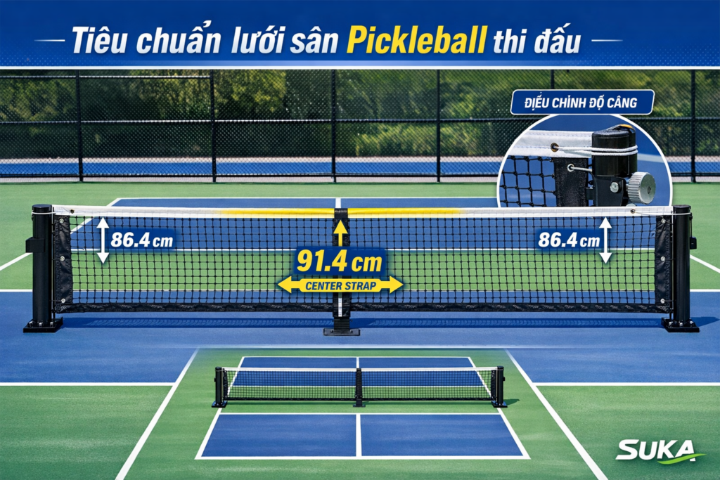 tiêu chuẩn lưới sân pickleball