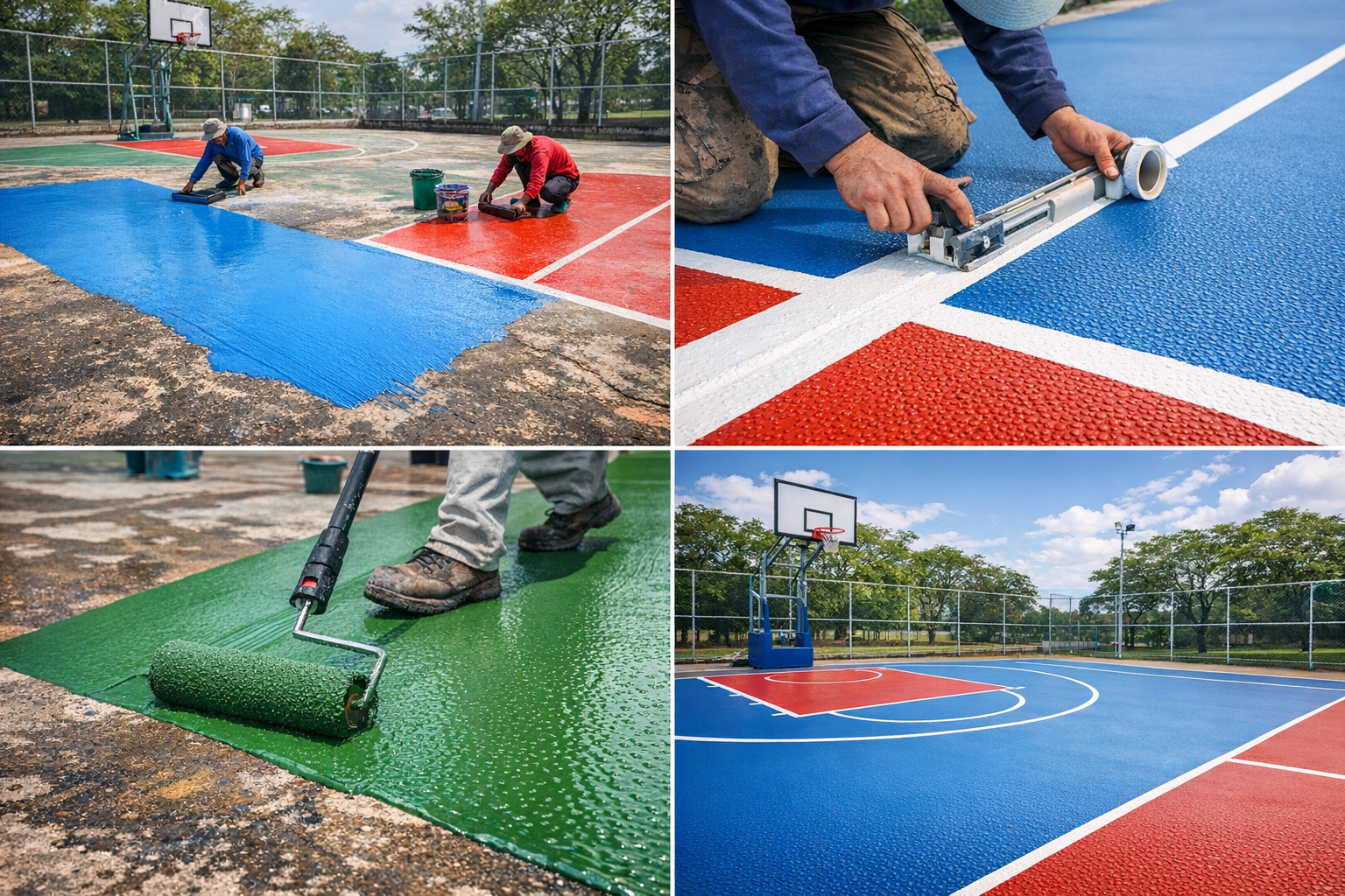 sơn lại sân bóng rổ