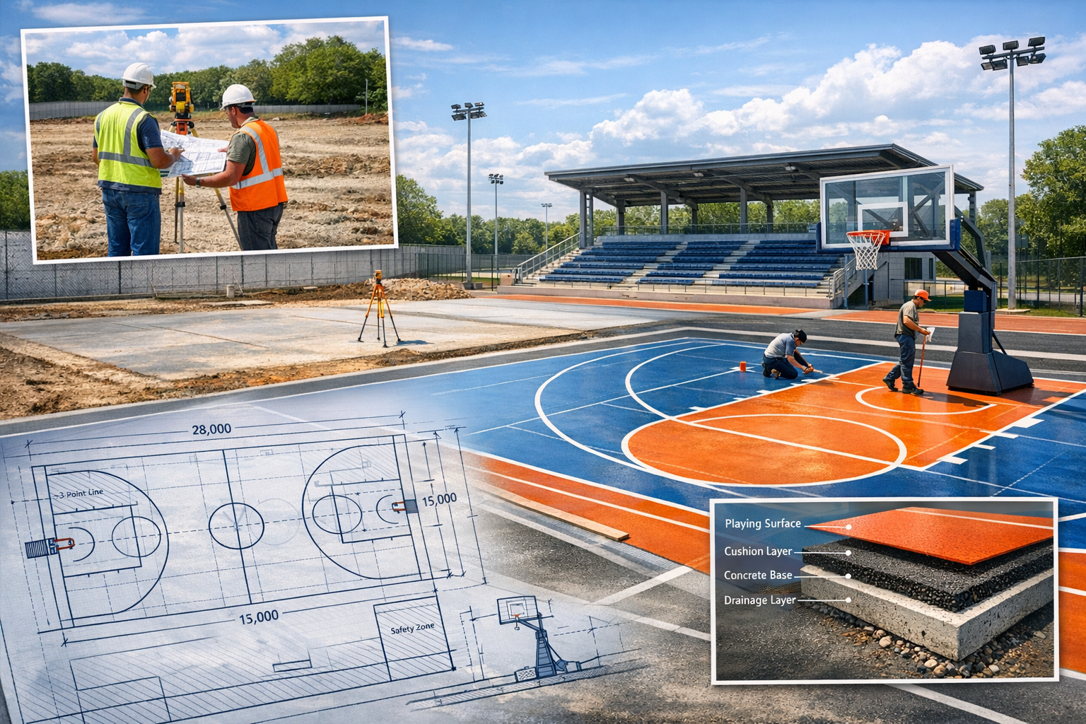 nâng cấp sân bóng rổ đạt chuẩn thi đấu