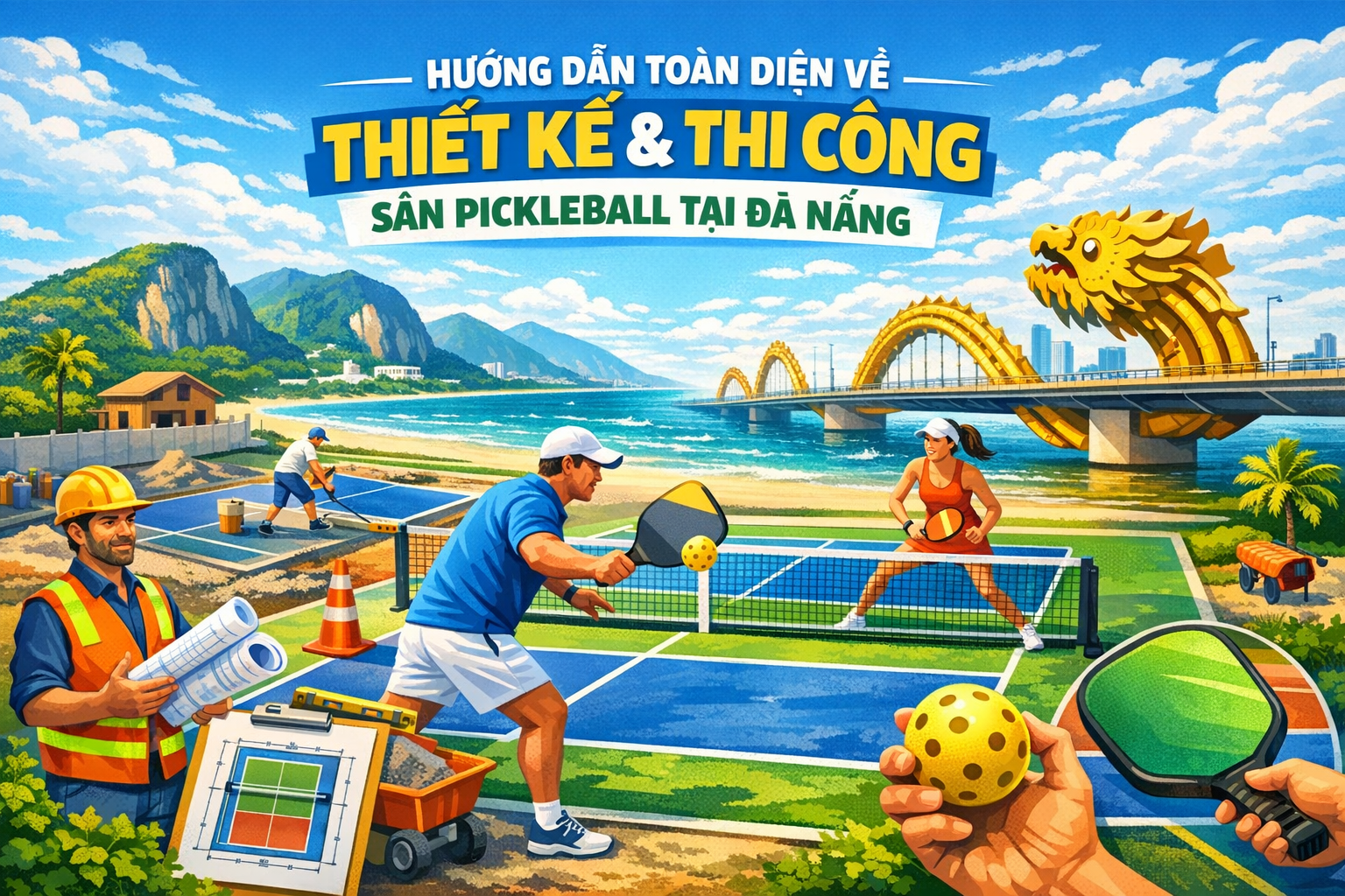 thi công sân pickleball Đà Nẵng