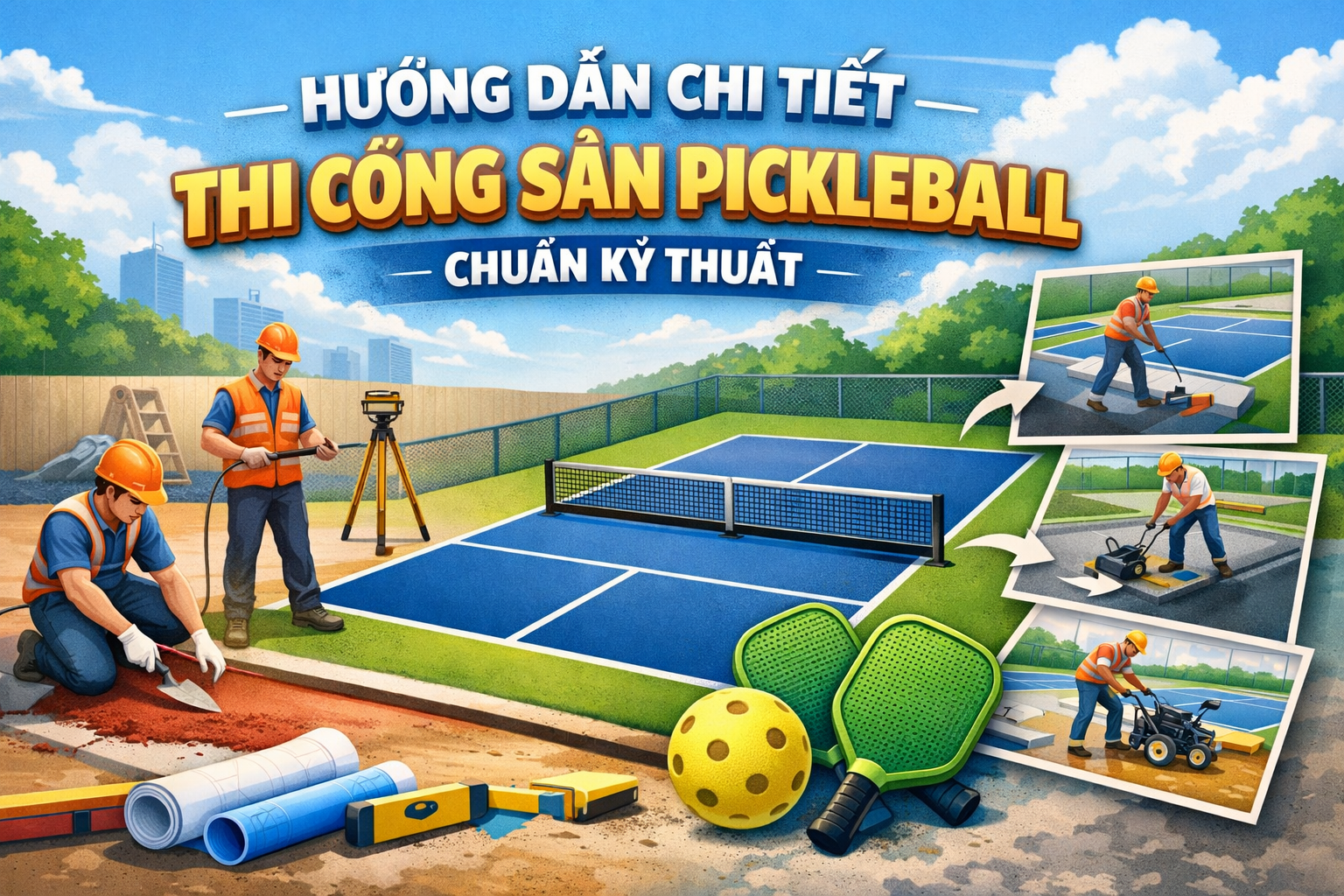 các bước thi công sân pickleball