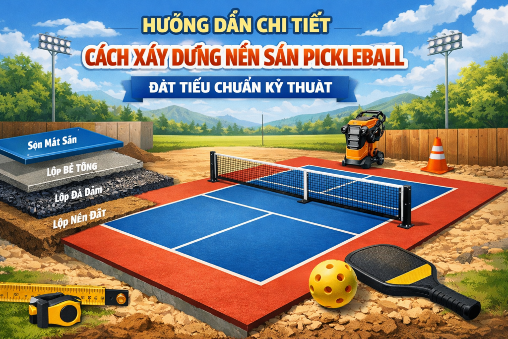 thi công nền sân pickleball đúng chuẩn