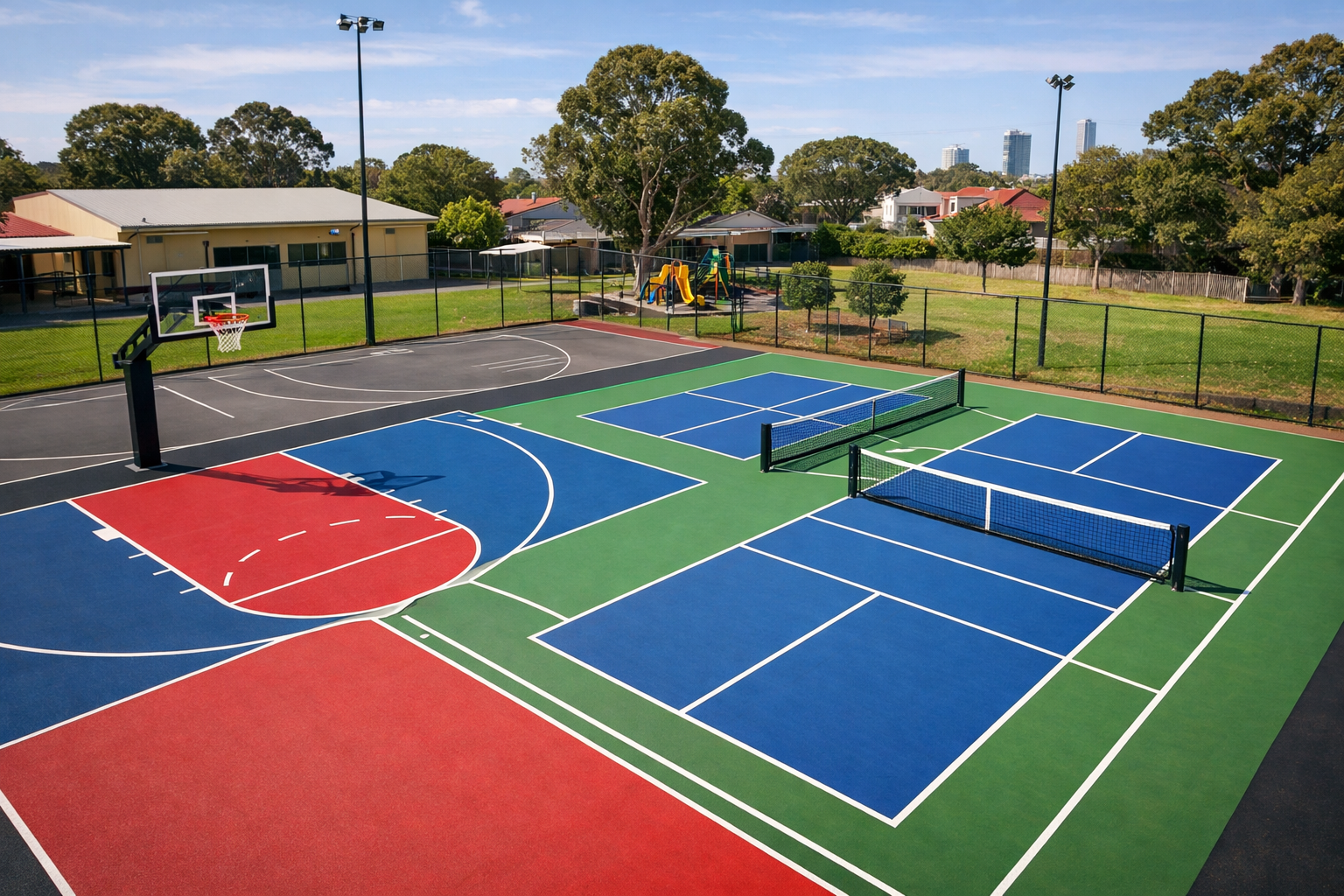  thiết kế sân bóng rổ kết hợp pickleball