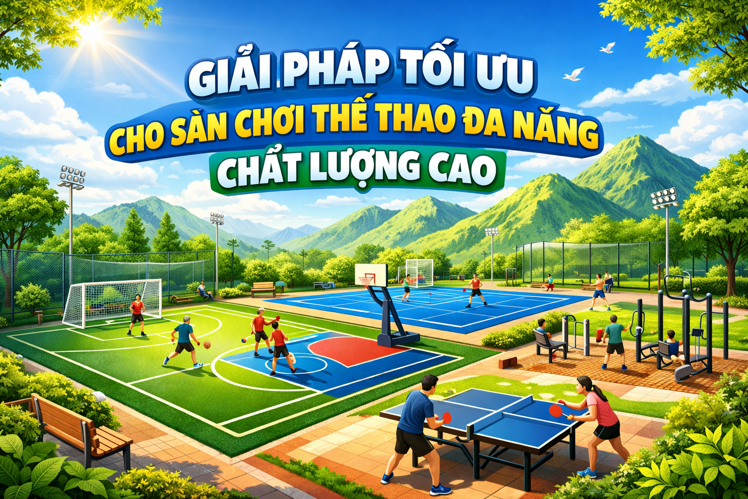  thiết kế sân tennis đa năng