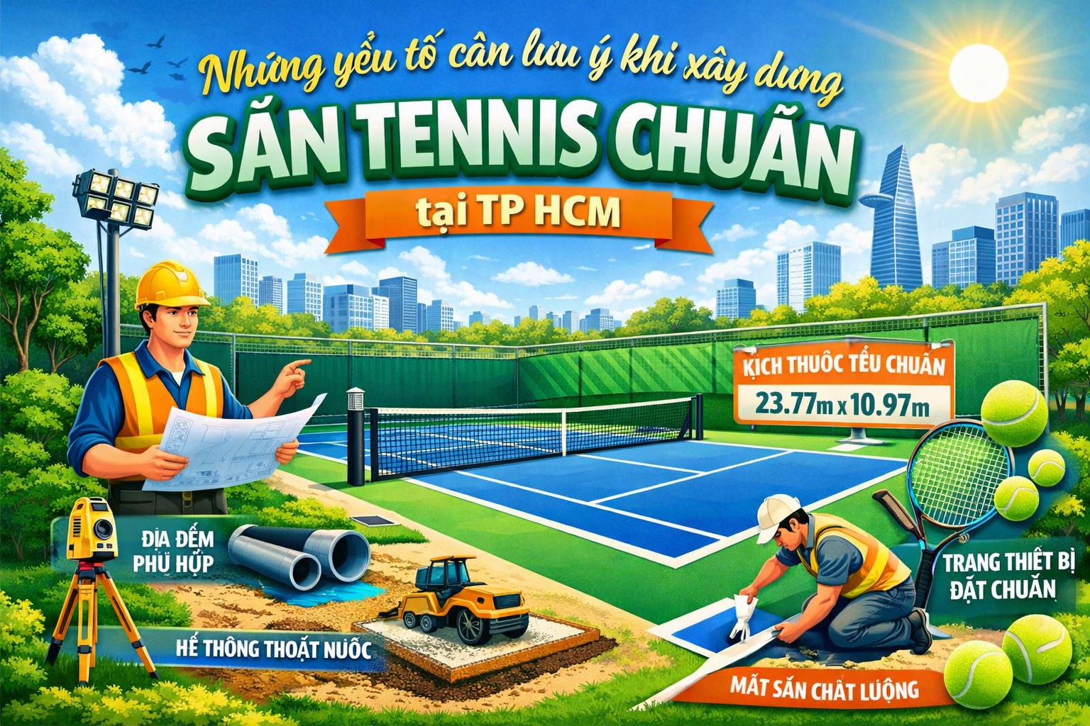  thi công sân tennis tại TP HCM