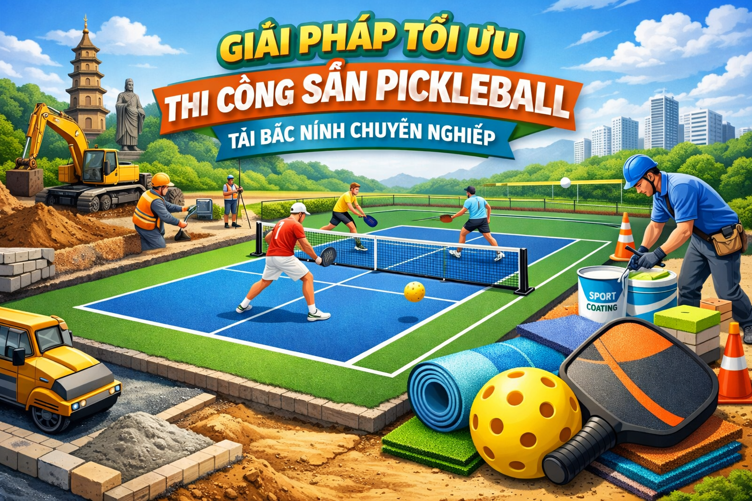 thi công sân pickleball Bắc Ninh 