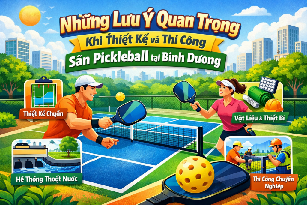 thi công sân pickleball Bình Dương