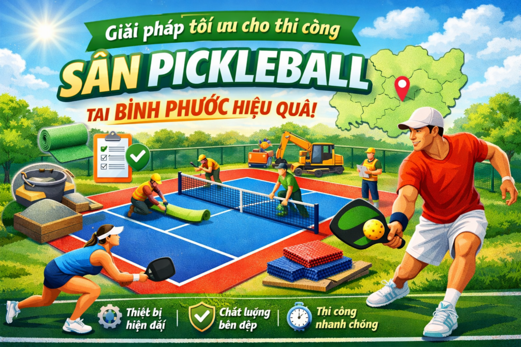 Thi công sân pickleball Bình Phước