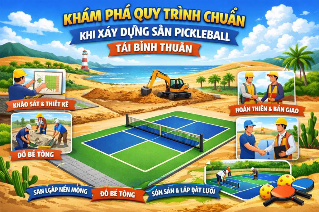 thi công sân pickleball Bình Thuận