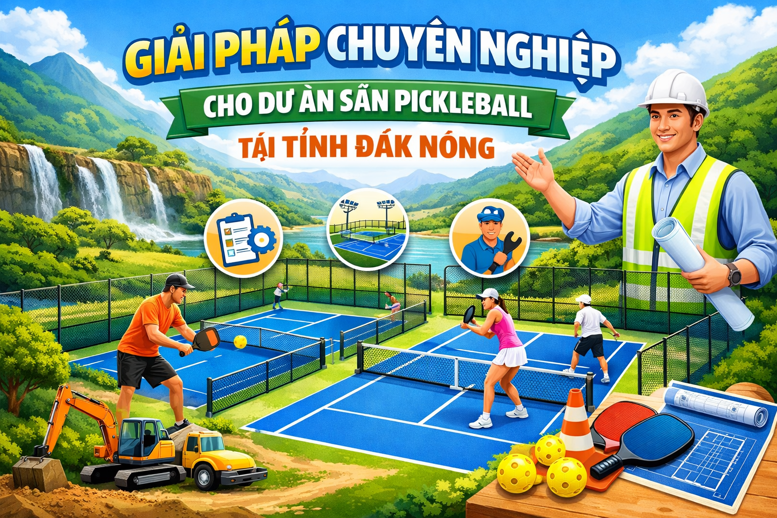 thi công sân pickleball Đắk Nông