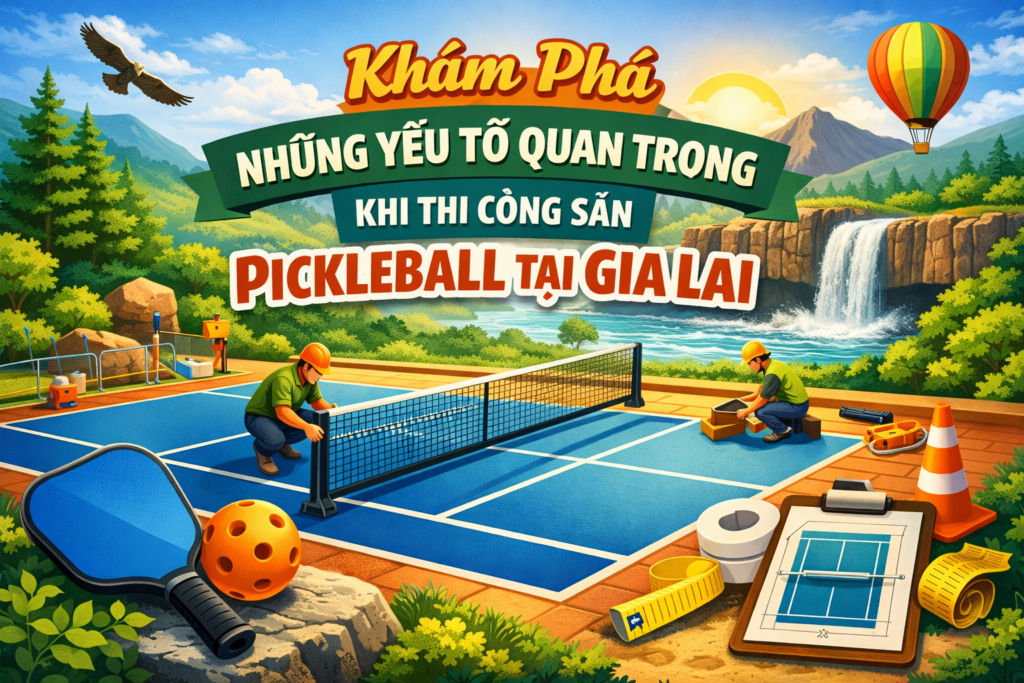 thi công sân pickleball Gia Lai